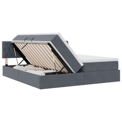 Opslag bed met matras met hoofdeinde Donkergrijs 100 x 200 cm