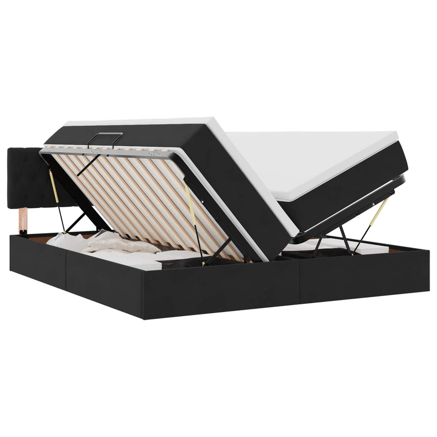 Opslag bed met matras met hoofdeinde Zwart 100 x 200 cm
