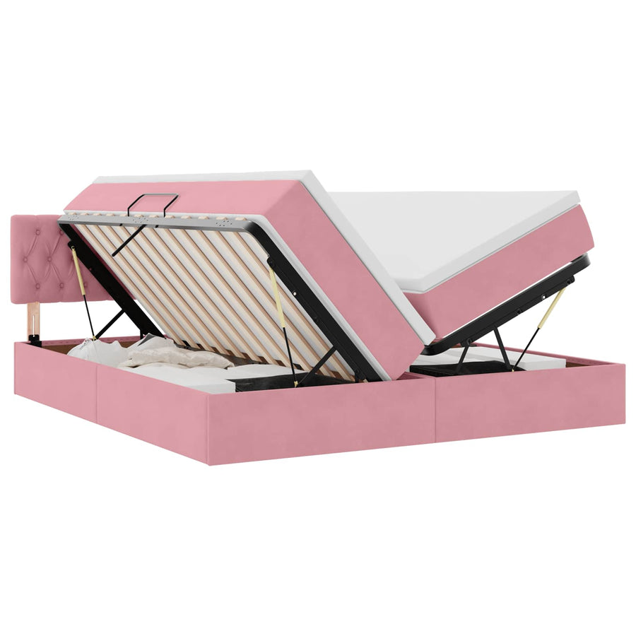 Opslag bed met matras met hoofdeinde Roze 100 x 200 cm