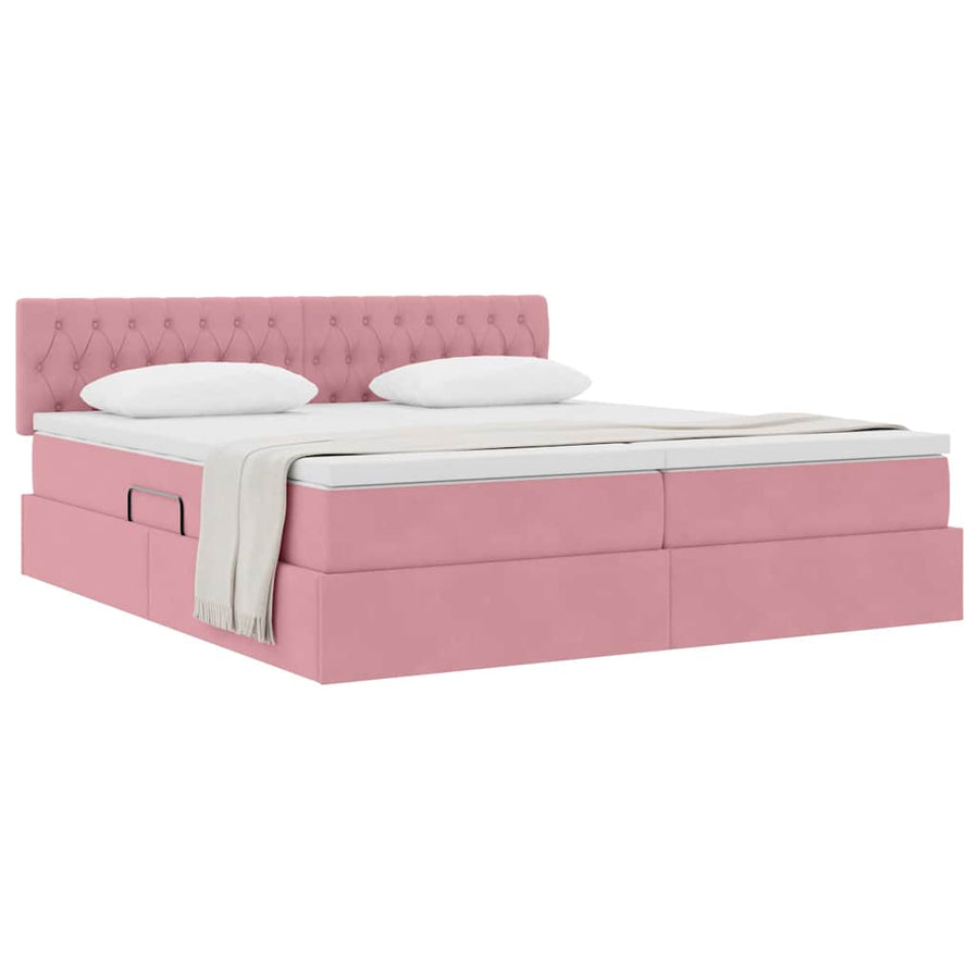 Opslag bed met matras met hoofdeinde Roze 100 x 200 cm