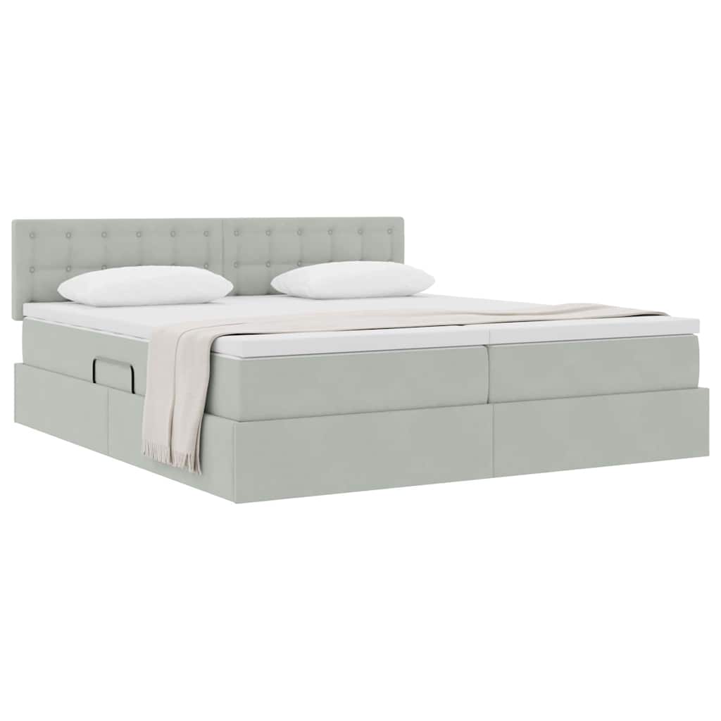 Opslag bed met matras met hoofdeinde Lichtgrijs 90 x 200 cm