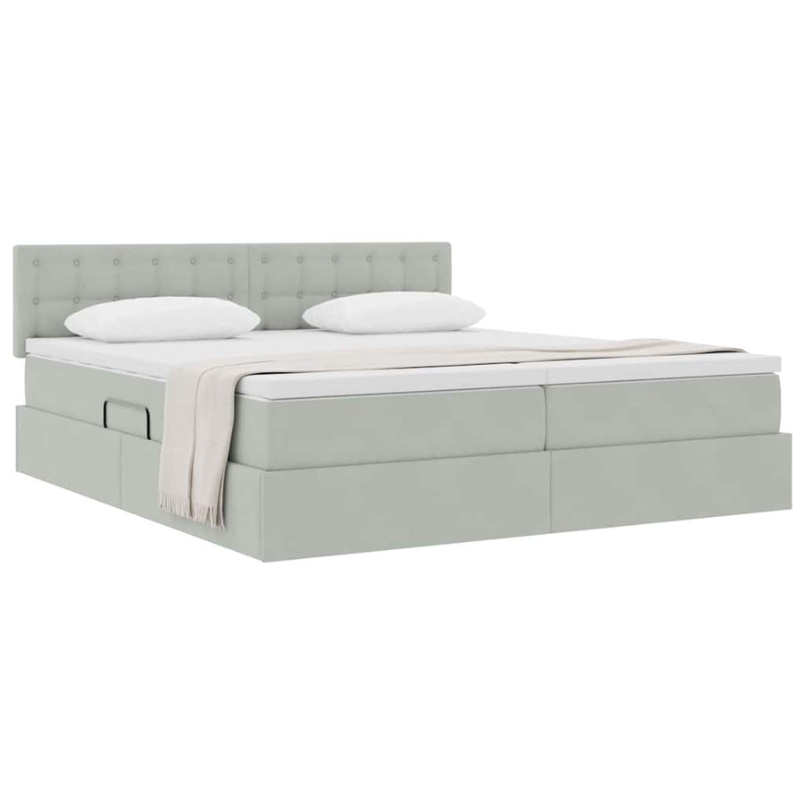 Opslag bed met matras met hoofdeinde Lichtgrijs 90 x 200 cm