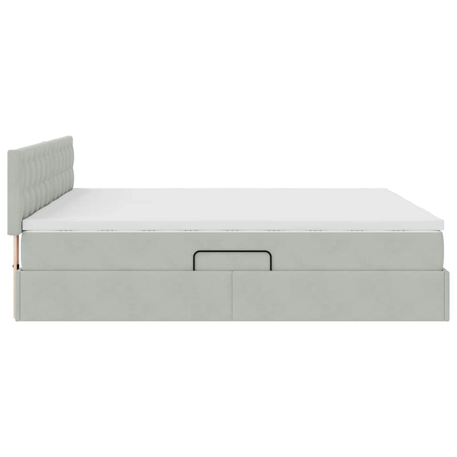 Opslag bed met matras met hoofdeinde Lichtgrijs 90 x 200 cm