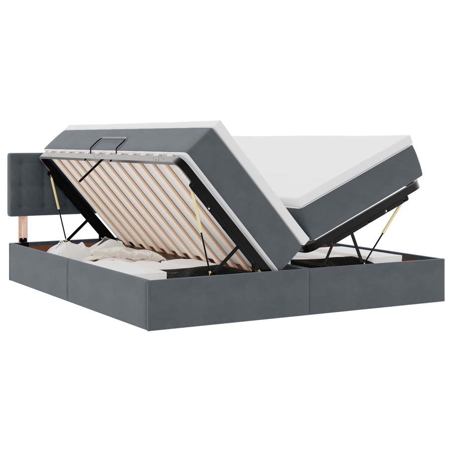 Opslag bed met matras met hoofdeinde Donkergrijs 90 x 200 cm