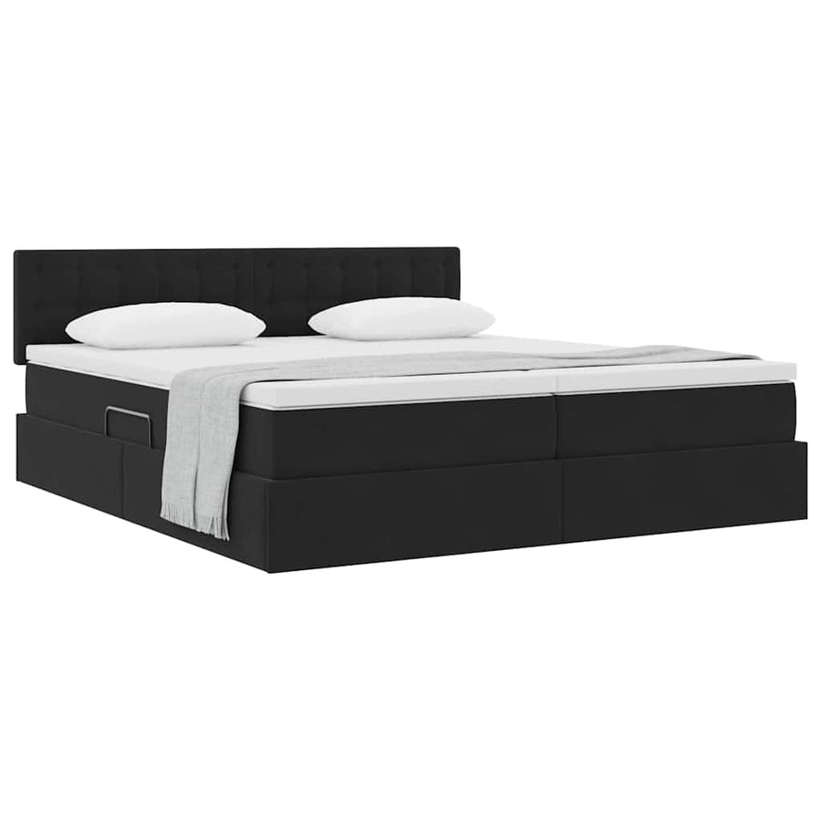 Opslag bed met matras met hoofdeinde Zwart 90 x 200 cm