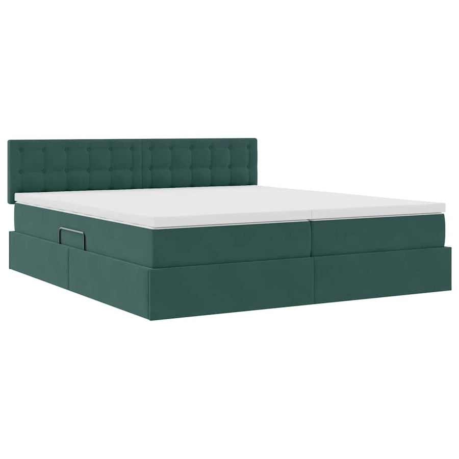 Opslag bed met matras met hoofdeinde Donkergroen 90 x 200 cm