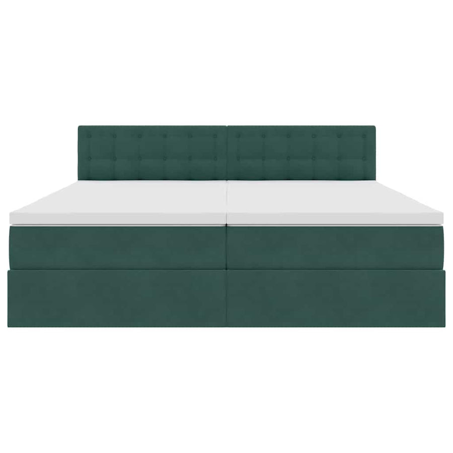 Opslag bed met matras met hoofdeinde Donkergroen 90 x 200 cm