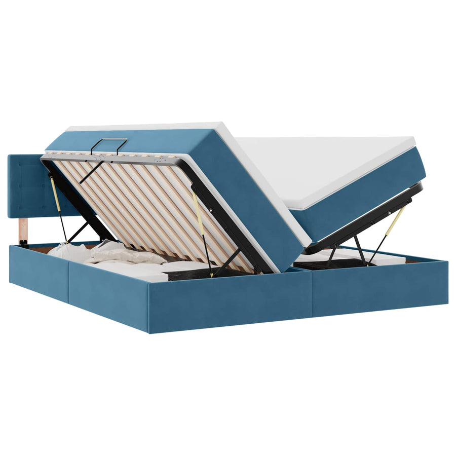 Opslag bed met matras met hoofdeinde Donkerblauw 90 x 200 cm