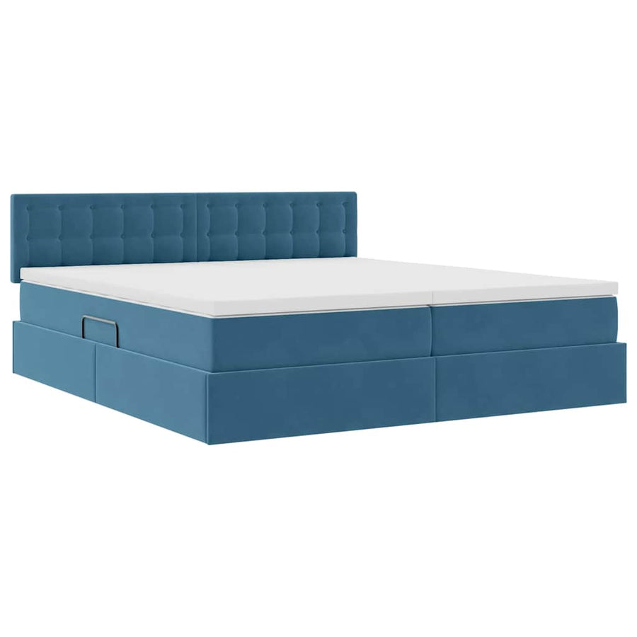 Opslag bed met matras met hoofdeinde Donkerblauw 90 x 200 cm