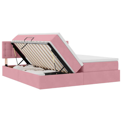 Opslag bed met matras met hoofdeinde Roze 100 x 200 cm