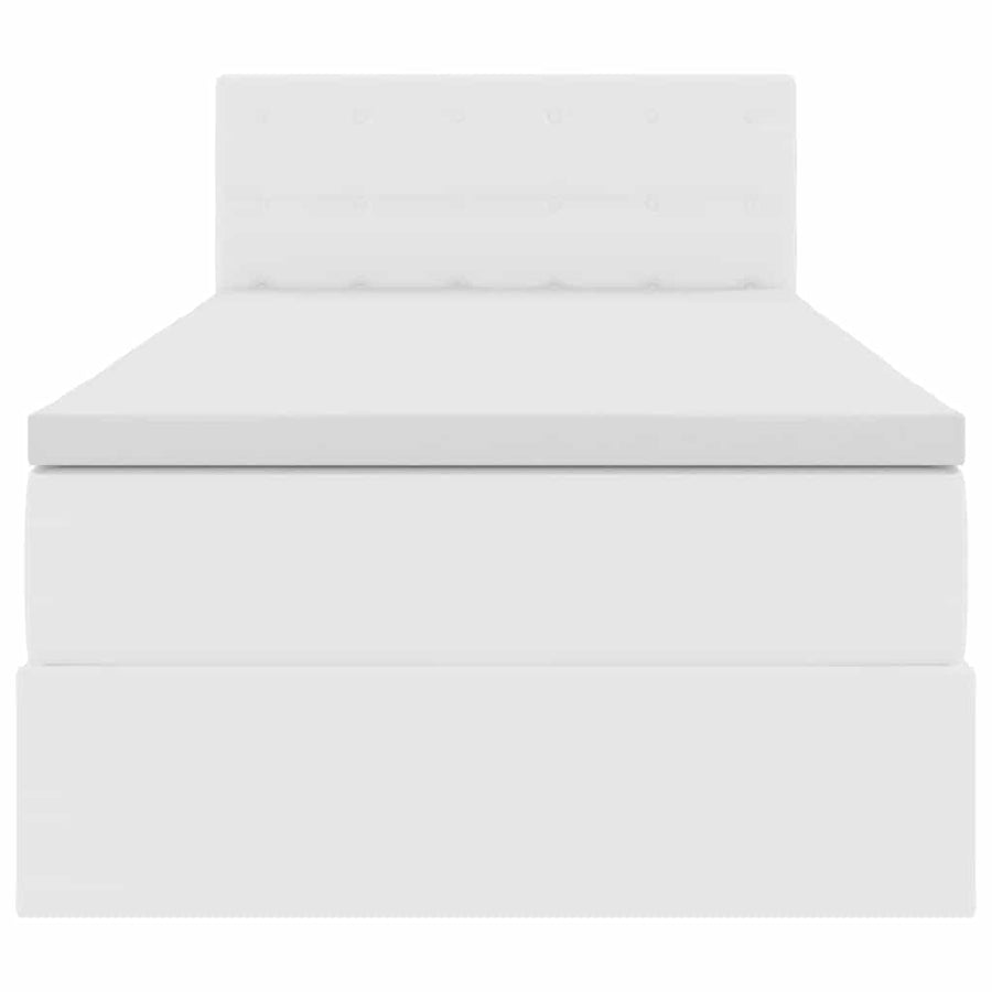 Opbergbed met LED met matras Puur Wit 100 x 200 cm Nep Leer