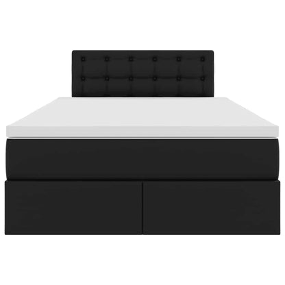 Opbergbed met LED met matras Zwart 120 x 190 cm Nep Leer