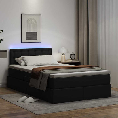 Bed met LED -striplichten met hoofdeinde Zwart 120 x 200 cm PVC