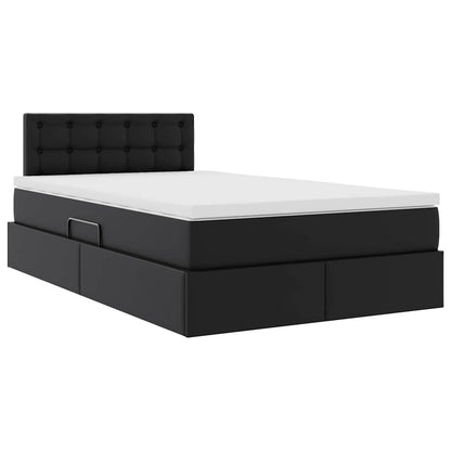 Bed met LED -striplichten met hoofdeinde Zwart 120 x 200 cm PVC