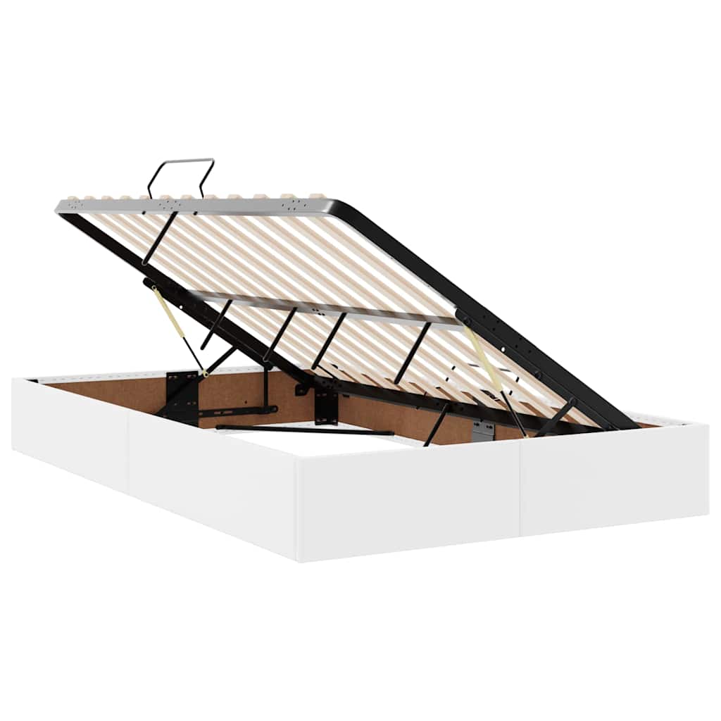 Bed met LED -striplichten met opslag Puur Wit 120 x 200 cm PVC