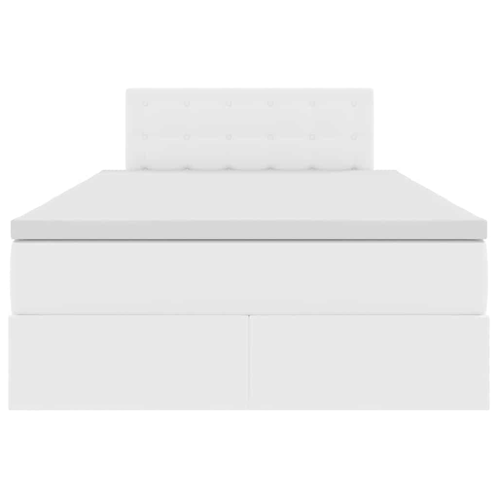 Bed met LED -striplichten met opslag Puur Wit 120 x 200 cm PVC