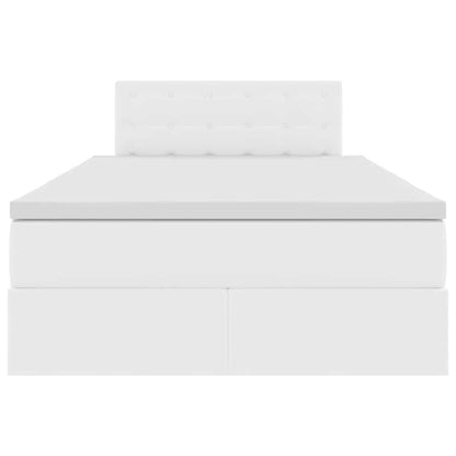 Bed met LED -striplichten met opslag Puur Wit 120 x 200 cm PVC