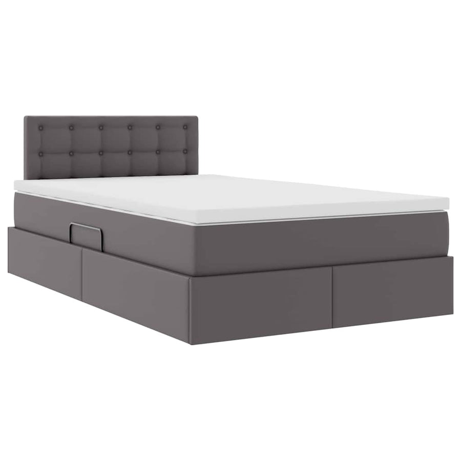 Bed met LED -striplichten met hoofdeinde Grijs 120 x 200 cm PVC