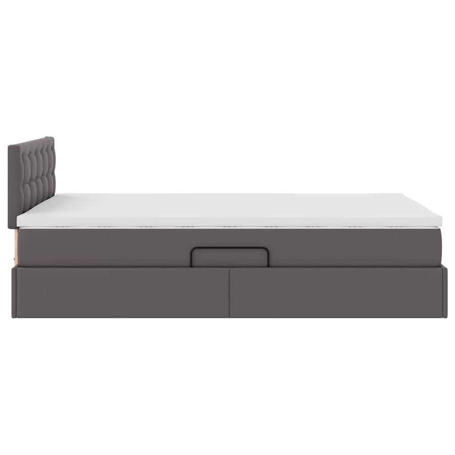 Bed met LED -striplichten met hoofdeinde Grijs 120 x 200 cm PVC