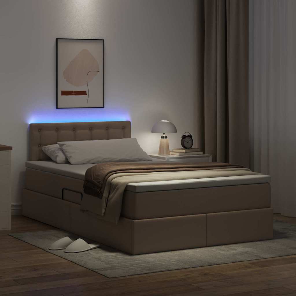Bed met LED -striplichten Cappuccino 120 x 200 cm PVC