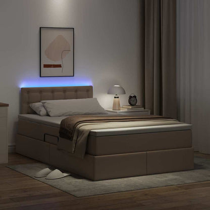 Bed met LED -striplichten Cappuccino 120 x 200 cm PVC