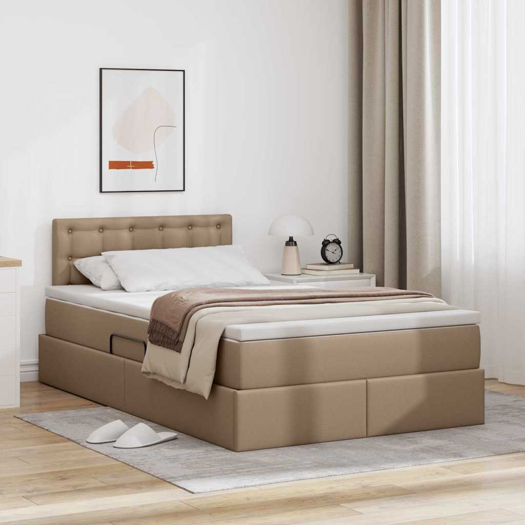 Bed met LED -striplichten Cappuccino 120 x 200 cm PVC