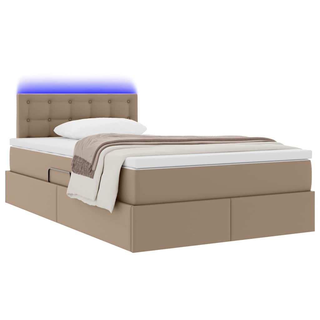Bed met LED -striplichten Cappuccino 120 x 200 cm PVC