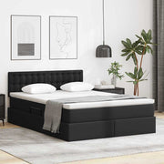 Opbergbed 140x190 cm zwart kunstleer met LED