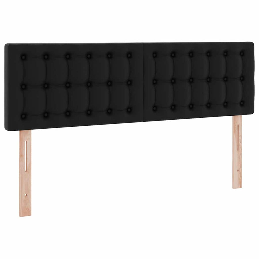 Bed met LED -striplichten met hoofdeinde Zwart 140 x 190 cm PVC
