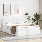 Opbergbed 140x190 cm wit kunstleer met LED