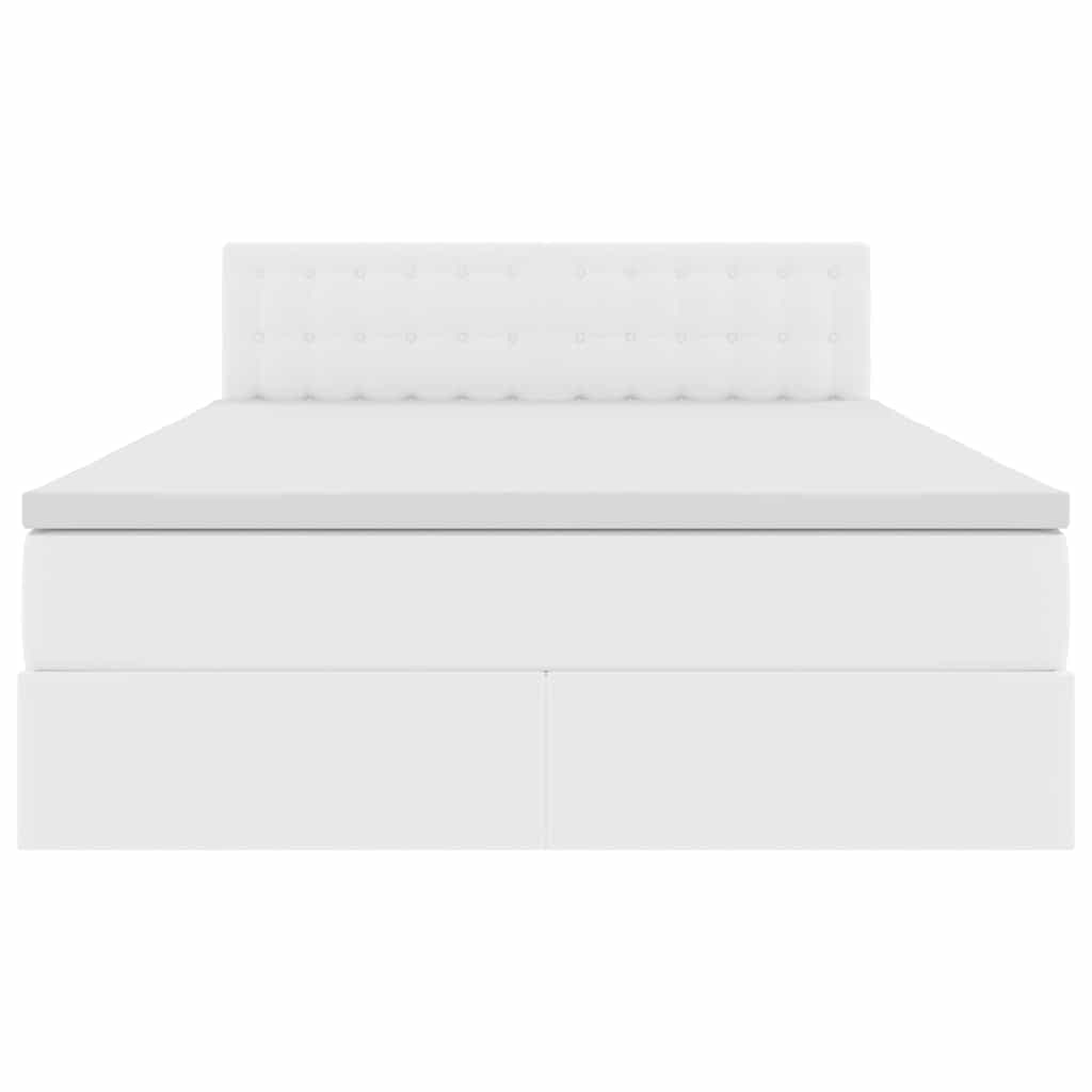 Bed met LED -striplichten met opslag Puur Wit 140 x 190 cm PVC