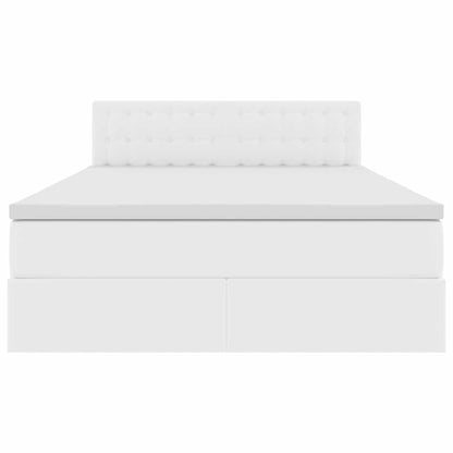 Bed met LED -striplichten met opslag Puur Wit 140 x 190 cm PVC