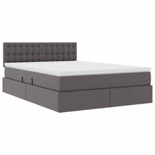 Bed met LED -striplichten met hoofdeinde Grijs 140 x 190 cm PVC