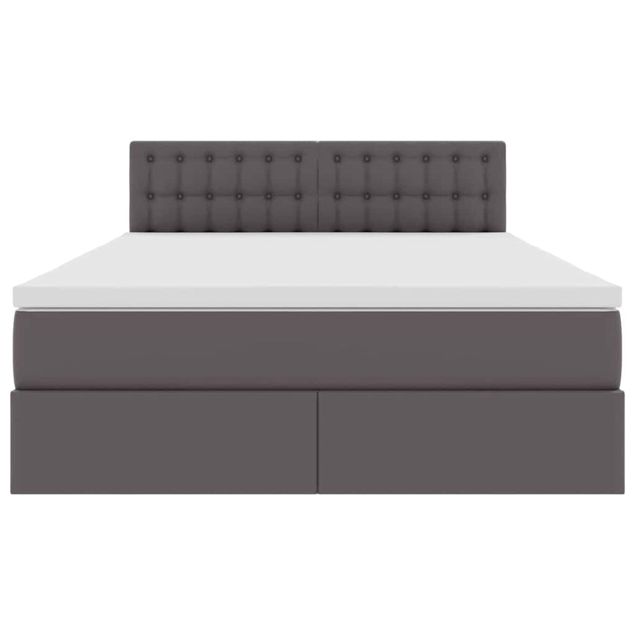 Bed met LED -striplichten met hoofdeinde Grijs 140 x 190 cm PVC