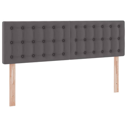 Bed met LED -striplichten met hoofdeinde Grijs 140 x 190 cm PVC