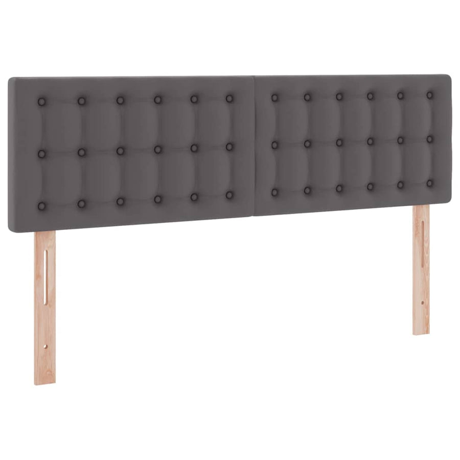 Bed met LED -striplichten met hoofdeinde Grijs 140 x 190 cm PVC