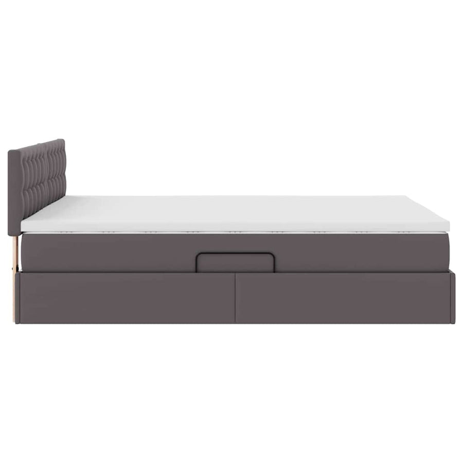 Bed met LED -striplichten met hoofdeinde Grijs 140 x 190 cm PVC