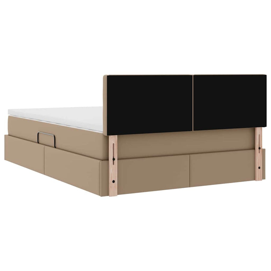 Bed met LED -striplichten Cappuccino 140 x 190 cm PVC