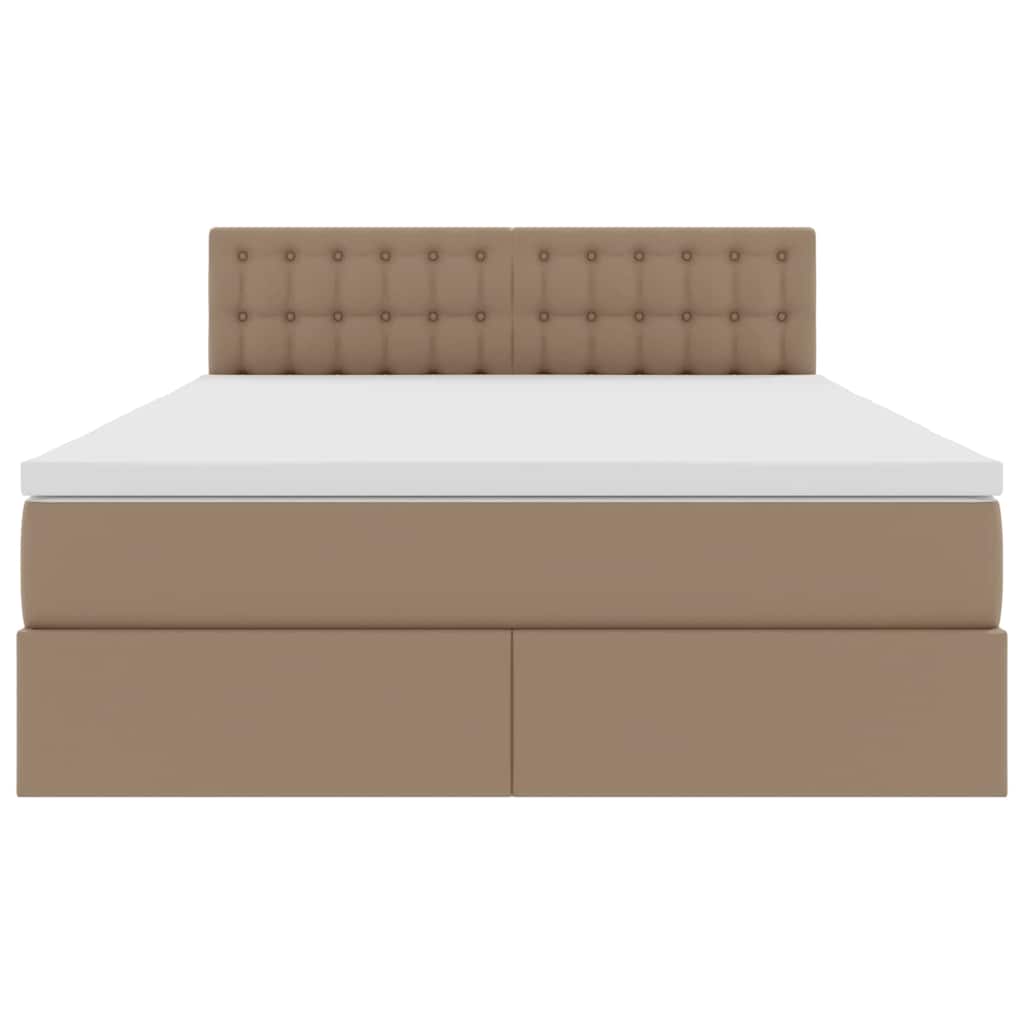 Bed met LED -striplichten Cappuccino 140 x 190 cm PVC
