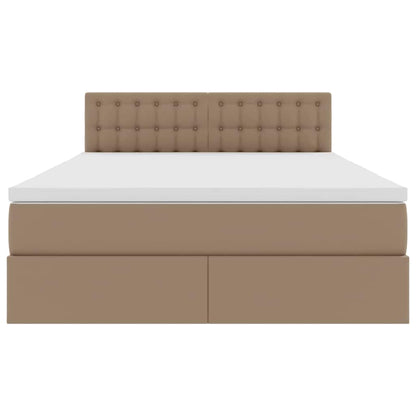 Bed met LED -striplichten Cappuccino 140 x 190 cm PVC