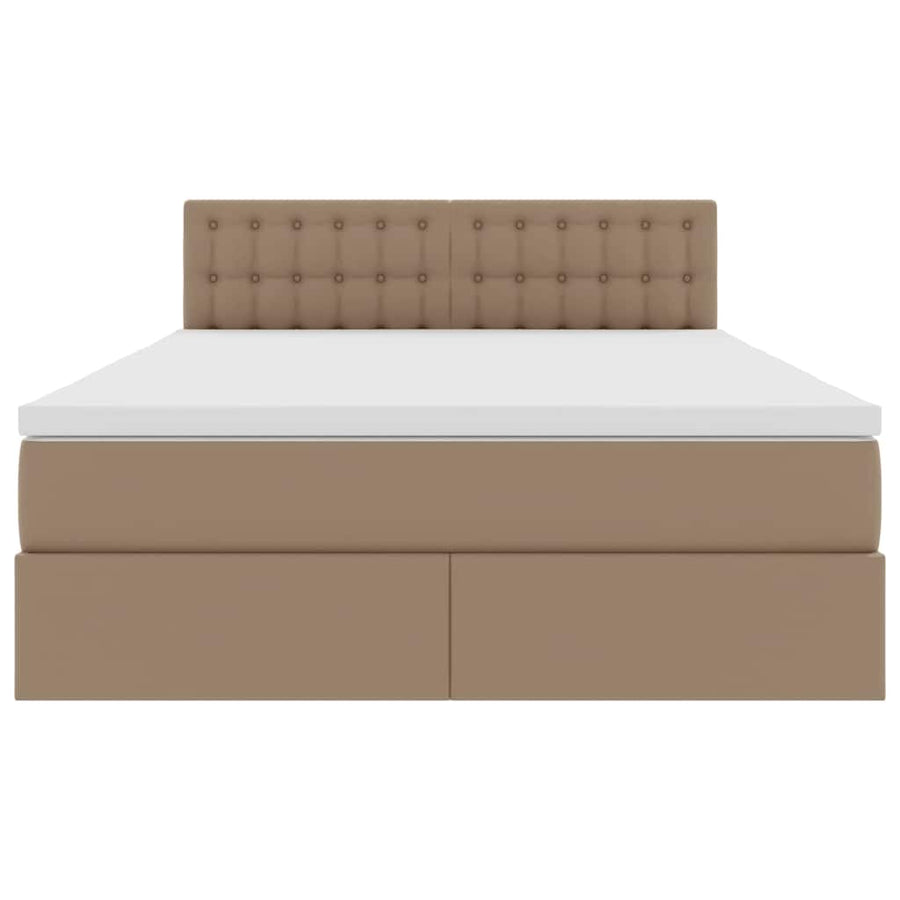 Bed met LED -striplichten Cappuccino 140 x 190 cm PVC