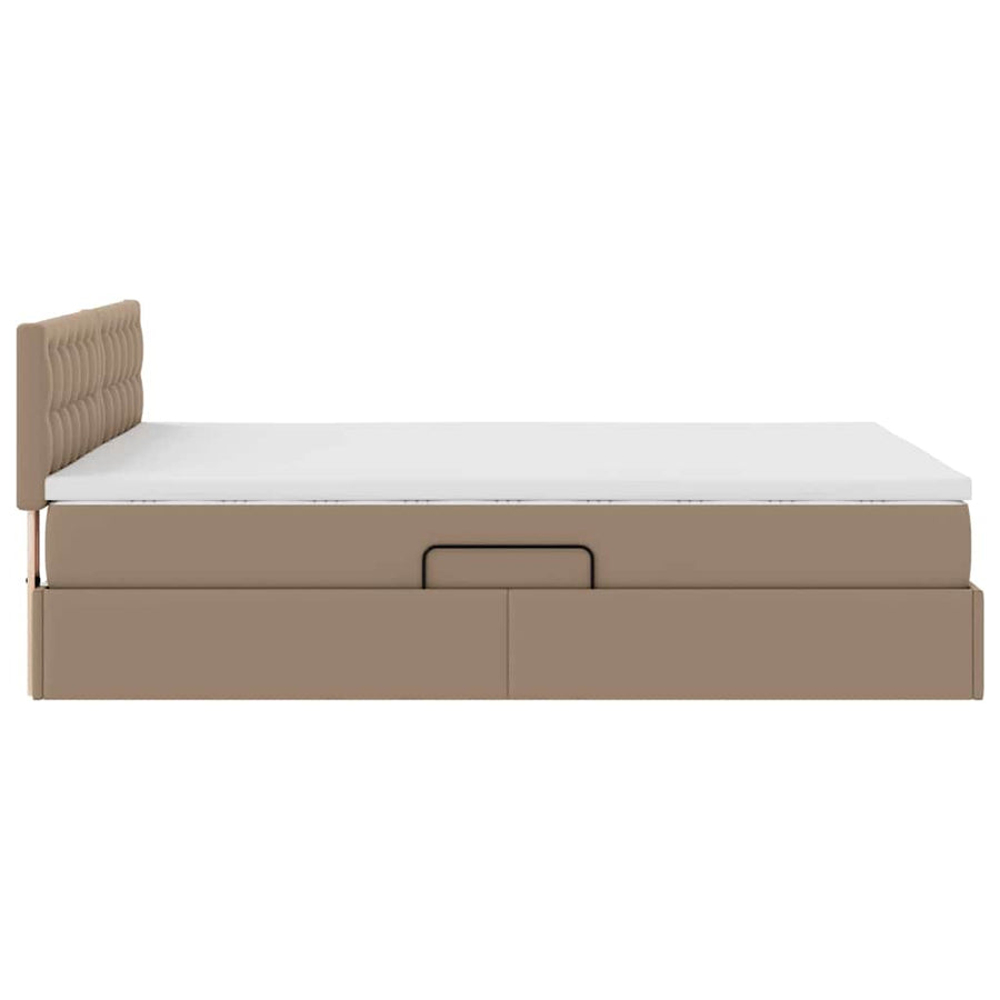 Bed met LED -striplichten Cappuccino 140 x 190 cm PVC