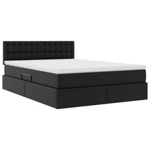 Bed met LED -striplichten met hoofdeinde Zwart 140 x 200 cm PVC
