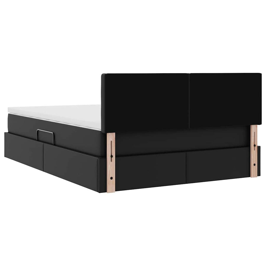 Bed met LED -striplichten met hoofdeinde Zwart 140 x 200 cm PVC