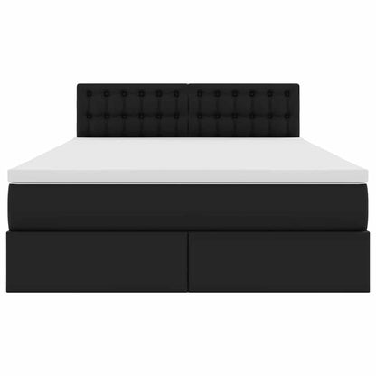 Bed met LED -striplichten met hoofdeinde Zwart 140 x 200 cm PVC