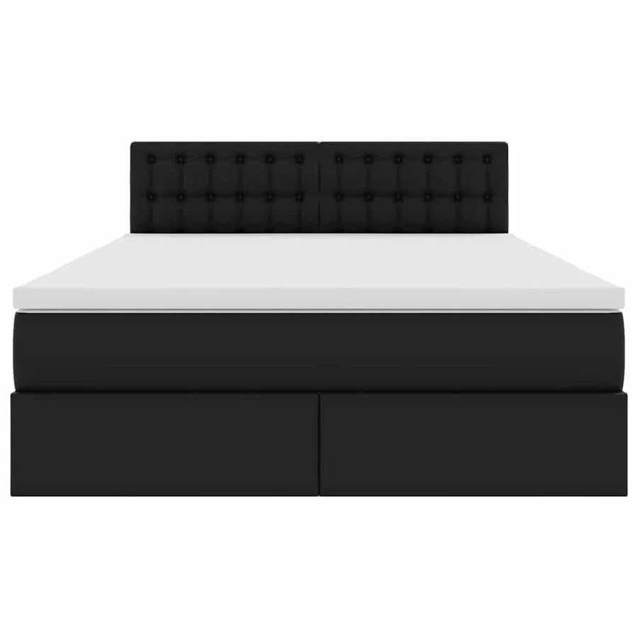 Bed met LED -striplichten met hoofdeinde Zwart 140 x 200 cm PVC