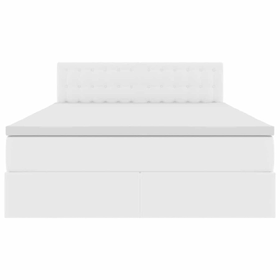 Bed met LED -striplichten met opslag Puur Wit 140 x 200 cm PVC