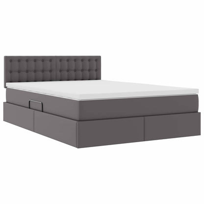 Bed met LED -striplichten met hoofdeinde Grijs 140 x 200 cm PVC