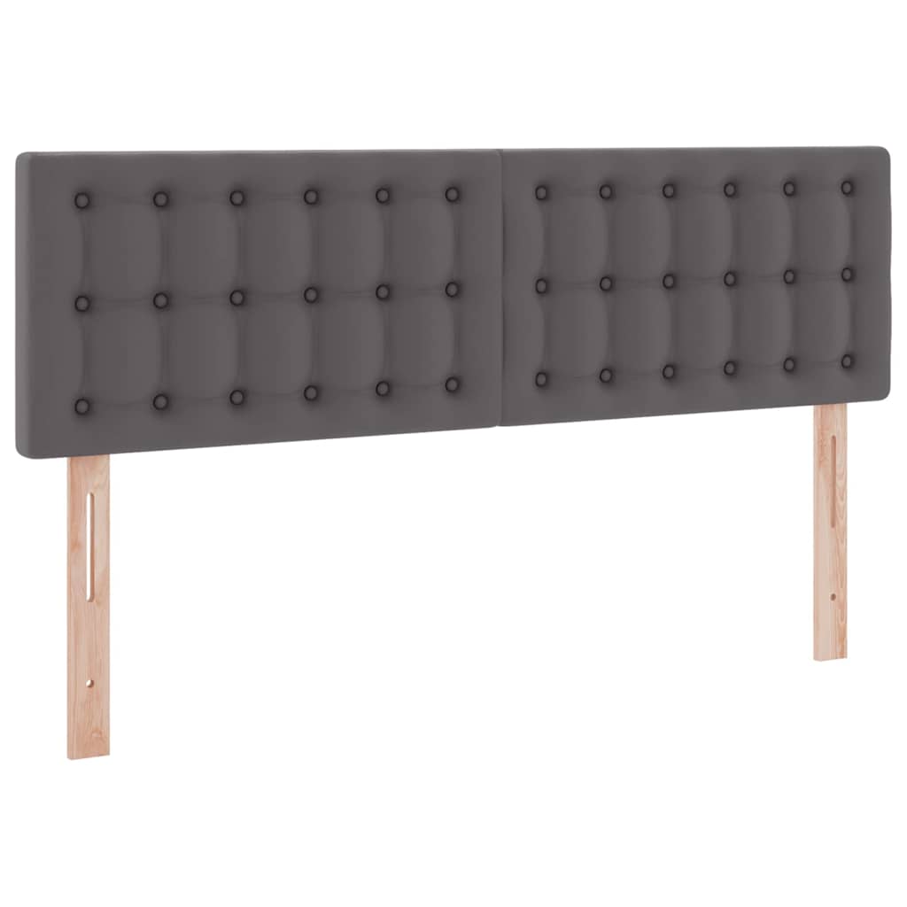 Bed met LED -striplichten met hoofdeinde Grijs 140 x 200 cm PVC