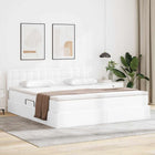Storage Bed with LED with Mattress Pure White 160 x 200 cm Faux Leather